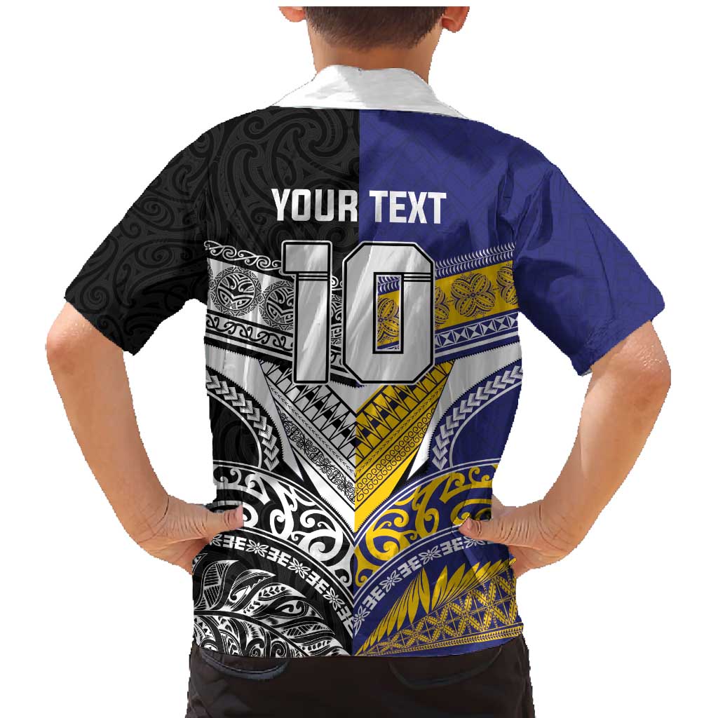 Custom Rugby Niue and Aotearoa Family Matching Mermaid Dress and Hawaiian Shirt Hiapo with Maori Moko Tribal Heritage Tattoos LT03 - Polynesian Pride