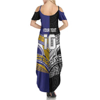 Custom Rugby Niue and Aotearoa Family Matching Summer Maxi Dress and Hawaiian Shirt Hiapo with Maori Moko Tribal Heritage Tattoos LT03 - Polynesian Pride