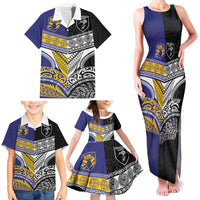 Custom Rugby Niue and Aotearoa Family Matching Tank Maxi Dress and Hawaiian Shirt Hiapo with Maori Moko Tribal Heritage Tattoos LT03 - Polynesian Pride