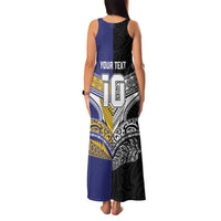 Custom Rugby Niue and Aotearoa Family Matching Tank Maxi Dress and Hawaiian Shirt Hiapo with Maori Moko Tribal Heritage Tattoos LT03 - Polynesian Pride