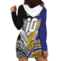 Custom Rugby Niue and Aotearoa Hoodie Dress Hiapo with Maori Moko Tribal Heritage Tattoos LT03 - Polynesian Pride