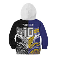 Custom Rugby Niue and Aotearoa Kid Hoodie Hiapo with Maori Moko Tribal Heritage Tattoos LT03 - Polynesian Pride