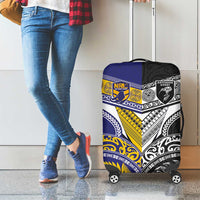 Rugby Niue and Aotearoa Luggage Cover Hiapo with Maori Moko Tribal Heritage Tattoos LT03 - Polynesian Pride