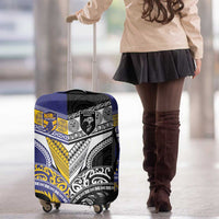 Rugby Niue and Aotearoa Luggage Cover Hiapo with Maori Moko Tribal Heritage Tattoos LT03 - Polynesian Pride