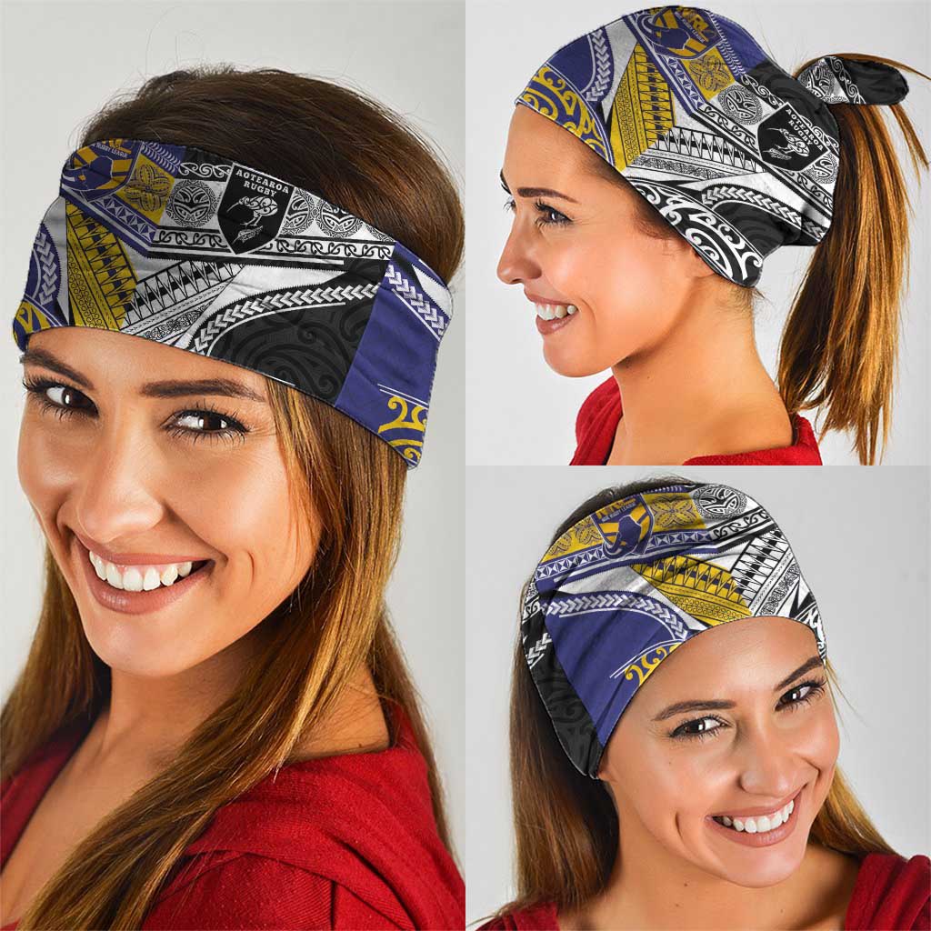 Rugby Niue and Aotearoa Neck Gaiter Hiapo with Maori Moko Tribal Heritage Tattoos - Polynesian Pride
