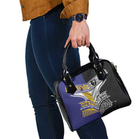 Rugby Niue and Aotearoa Shoulder Handbag Hiapo with Maori Moko Tribal Heritage Tattoos - Polynesian Pride