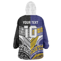 Custom Rugby Niue and Aotearoa Wearable Blanket Hoodie Hiapo with Maori Moko Tribal Heritage Tattoos LT03 - Polynesian Pride