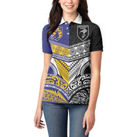 Custom Rugby Niue and Aotearoa Women Polo Shirt Hiapo with Maori Moko Tribal Heritage Tattoos LT03 - Polynesian Pride