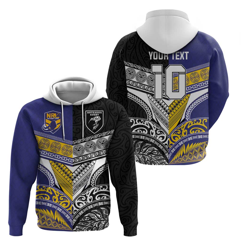 Custom Rugby Niue and Aotearoa Zip Hoodie Hiapo with Maori Moko Tribal Heritage Tattoos LT03 - Polynesian Pride