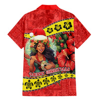 Hawaii Christmas Family Matching Mermaid Dress and Hawaiian Shirt Hula Girl Hibiscus With Hawaiian Style Tribal Fabric Patchwork LT03 - Polynesian Pride