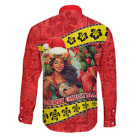 Hawaii Christmas Family Matching Mermaid Dress and Hawaiian Shirt Hula Girl Hibiscus With Hawaiian Style Tribal Fabric Patchwork LT03 - Polynesian Pride