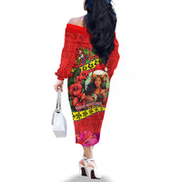 Hawaii Christmas Family Matching Off Shoulder Long Sleeve Dress and Hawaiian Shirt Hula Girl Hibiscus With Hawaiian Style Tribal Fabric Patchwork LT03 - Polynesian Pride