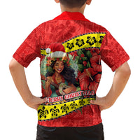 Hawaii Christmas Family Matching Tank Maxi Dress and Hawaiian Shirt Hula Girl Hibiscus With Hawaiian Style Tribal Fabric Patchwork LT03 - Polynesian Pride