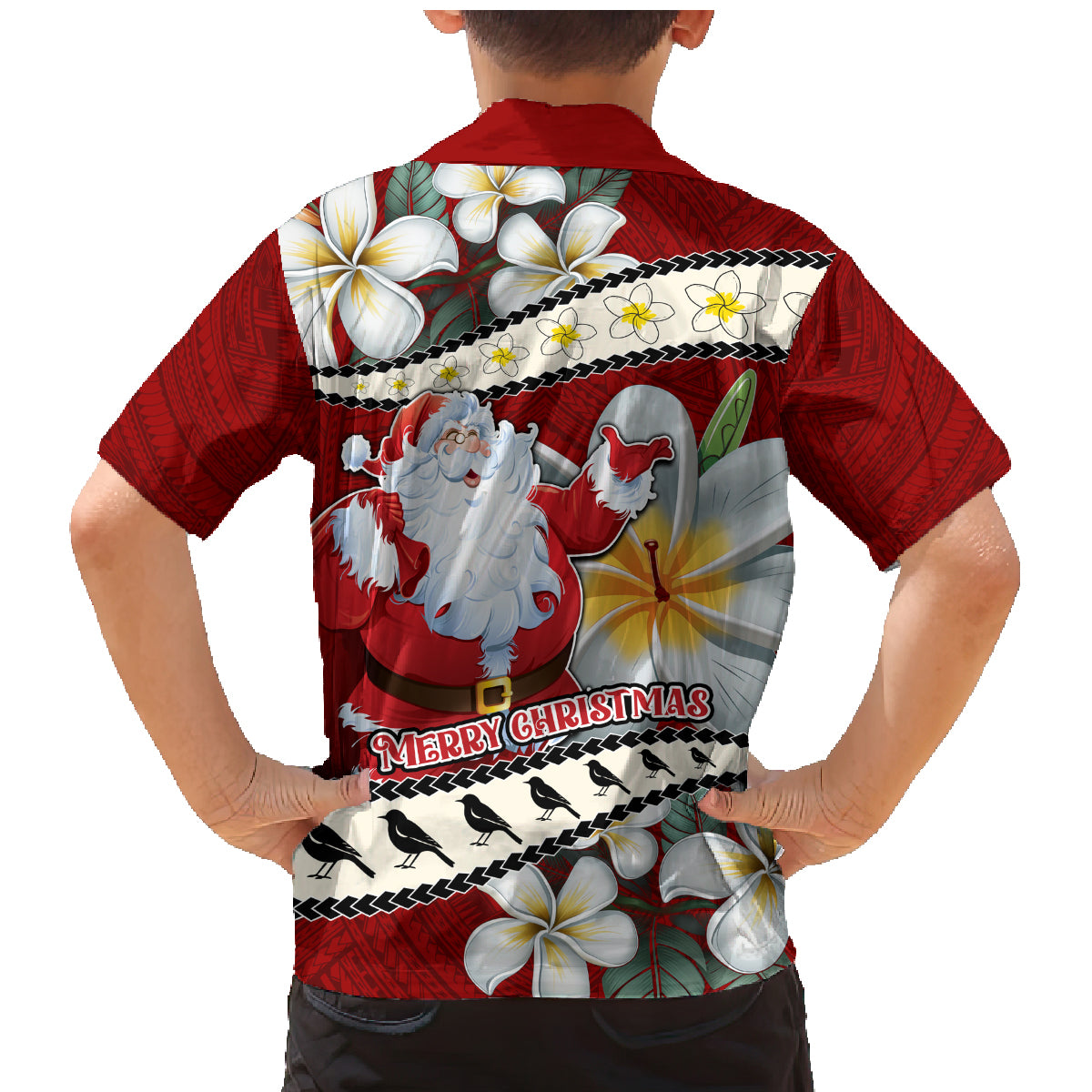 Tahiti Christmas Family Matching Mermaid Dress and Hawaiian Shirt Tiare Flowers and Pomarea Nigra with Polynesian Pattern LT03 - Polynesian Pride