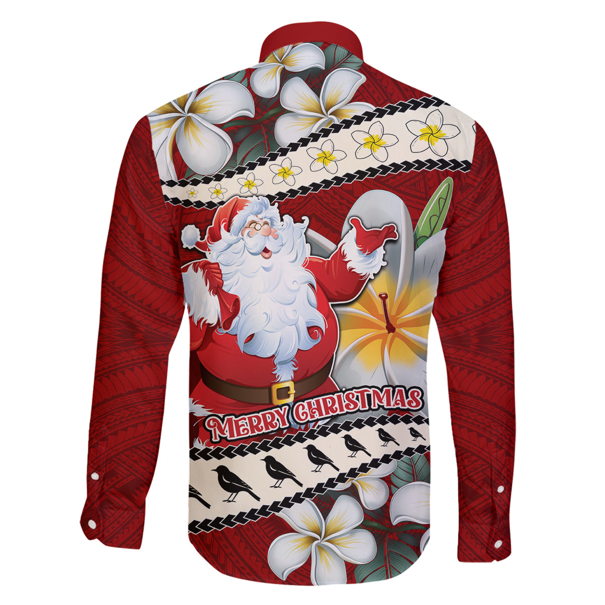 Tahiti Christmas Family Matching Mermaid Dress and Hawaiian Shirt Tiare Flowers and Pomarea Nigra with Polynesian Pattern LT03 - Polynesian Pride