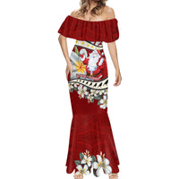 Tahiti Christmas Mermaid Dress Tiare Flowers and Pomarea Nigra with Polynesian Pattern LT03 - Polynesian Pride