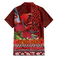 Hawaii KaUla Wena Iiwi Family Matching Off The Shoulder Long Sleeve Dress and Hawaiian Shirt With Tropical Plants and 'Ohi'a lehua Kakau Art Tattoo LT03 - Polynesian Pride
