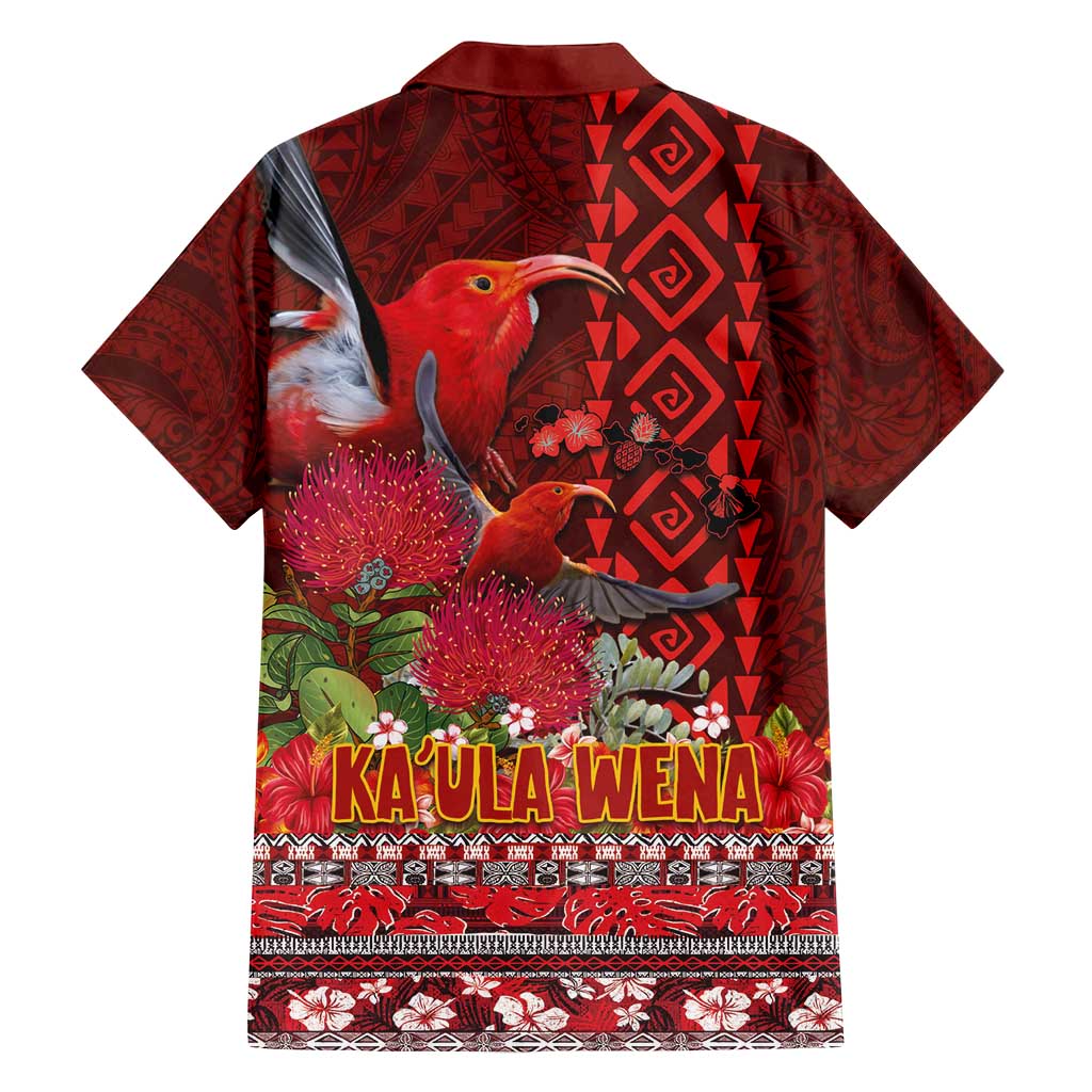 Hawaii KaUla Wena Iiwi Family Matching Off Shoulder Short Dress and Hawaiian Shirt With Tropical Plants and 'Ohi'a lehua Kakau Art Tattoo LT03 - Polynesian Pride
