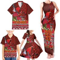 Hawaii KaUla Wena Iiwi Family Matching Tank Maxi Dress and Hawaiian Shirt With Tropical Plants and 'Ohi'a lehua Kakau Art Tattoo LT03 - Polynesian Pride