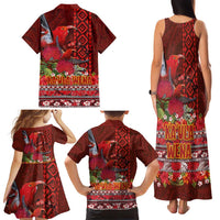 Hawaii KaUla Wena Iiwi Family Matching Tank Maxi Dress and Hawaiian Shirt With Tropical Plants and 'Ohi'a lehua Kakau Art Tattoo LT03 - Polynesian Pride