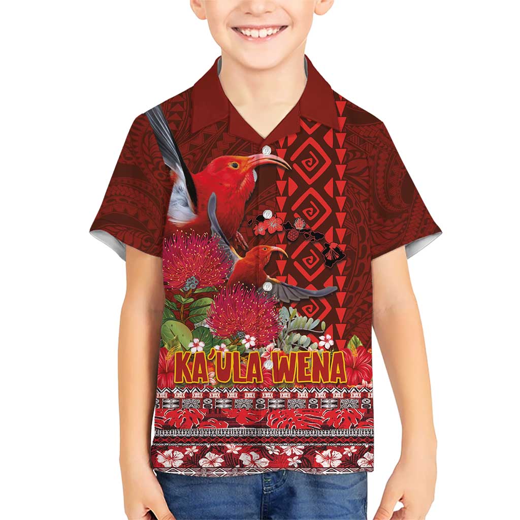 Hawaii KaUla Wena Iiwi Hawaiian Shirt With Tropical Plants and 'Ohi'a lehua Kakau Art Tattoo LT03 - Polynesian Pride