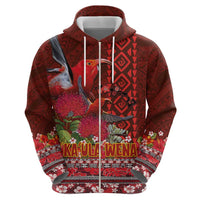 Hawaii KaUla Wena Iiwi Hoodie With Tropical Plants and 'Ohi'a lehua Kakau Art Tattoo LT03 - Polynesian Pride