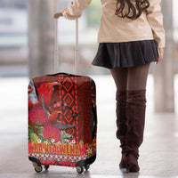 Hawaii KaUla Wena Iiwi Luggage Cover With Tropical Plants and 'Ohi'a lehua Kakau Art Tattoo LT03 - Polynesian Pride
