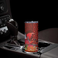 Hawaii KaUla Wena Iiwi Skinny Tumbler With Tropical Plants and 'Ohi'a lehua Kakau Art Tattoo LT03 - Polynesian Pride