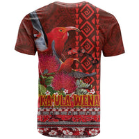 Hawaii KaUla Wena Iiwi T Shirt With Tropical Plants and 'Ohi'a lehua Kakau Art Tattoo LT03 - Polynesian Pride