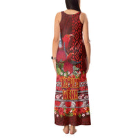 Hawaii KaUla Wena Iiwi Tank Maxi Dress With Tropical Plants and 'Ohi'a lehua Kakau Art Tattoo LT03 - Polynesian Pride