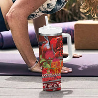 Hawaii KaUla Wena Iiwi Tumbler With Handle With Tropical Plants and 'Ohi'a lehua Kakau Art Tattoo LT03 - Polynesian Pride