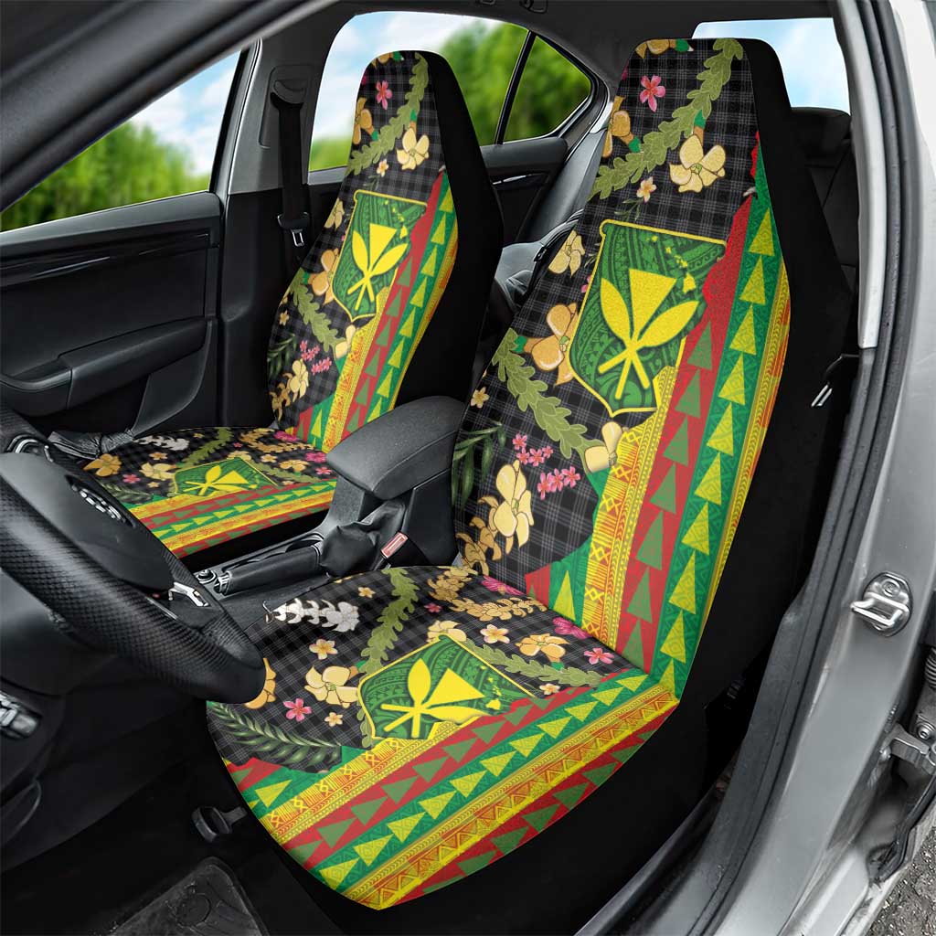Hawaiian Tropical Plants Lei Car Seat Cover Kanaka Maoli Tribal with Palaka Motifs LT03 - Polynesian Pride