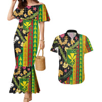 Hawaiian Tropical Plants Lei Couples Matching Mermaid Dress and Hawaiian Shirt Kanaka Maoli Tribal with Palaka Motifs LT03 Multicolor - Polynesian Pride