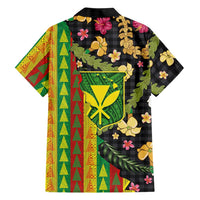 Hawaiian Tropical Plants Lei Family Matching Off The Shoulder Long Sleeve Dress and Hawaiian Shirt Kanaka Maoli Tribal with Palaka Motifs LT03 - Polynesian Pride