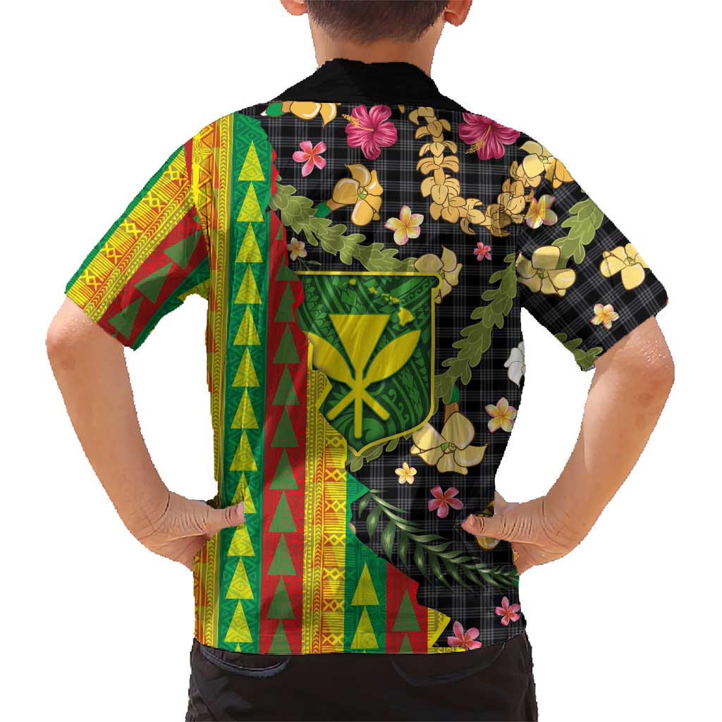 Hawaiian Tropical Plants Lei Family Matching Short Sleeve Bodycon Dress and Hawaiian Shirt Kanaka Maoli Tribal with Palaka Motifs LT03 - Polynesian Pride