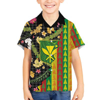 Hawaiian Tropical Plants Lei Family Matching Short Sleeve Bodycon Dress and Hawaiian Shirt Kanaka Maoli Tribal with Palaka Motifs LT03 Son's Shirt Multicolor - Polynesian Pride