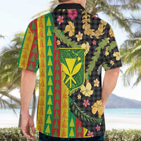 Hawaiian Tropical Plants Lei Hawaiian Shirt Kanaka Maoli Tribal with Palaka Motifs - Polynesian Pride