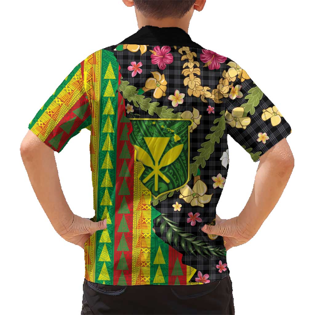 Hawaiian Tropical Plants Lei Hawaiian Shirt Kanaka Maoli Tribal with Palaka Motifs - Polynesian Pride