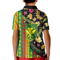 Hawaiian Tropical Plants Lei Kid Polo Shirt Kanaka Maoli Tribal with Palaka Motifs LT03 - Polynesian Pride