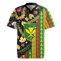 Hawaiian Tropical Plants Lei Rugby Jersey Kanaka Maoli Tribal with Palaka Motifs - Polynesian Pride