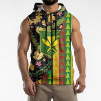 Hawaiian Tropical Plants Lei Sleeveless Zip Hoodie Kanaka Maoli Tribal with Palaka Motifs LT03 - Polynesian Pride