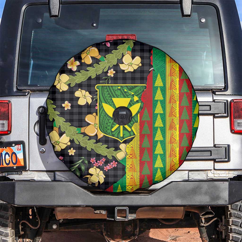 Hawaiian Tropical Plants Lei Spare Tire Cover Kanaka Maoli Tribal with Palaka Motifs LT03 Multicolor - Polynesian Pride