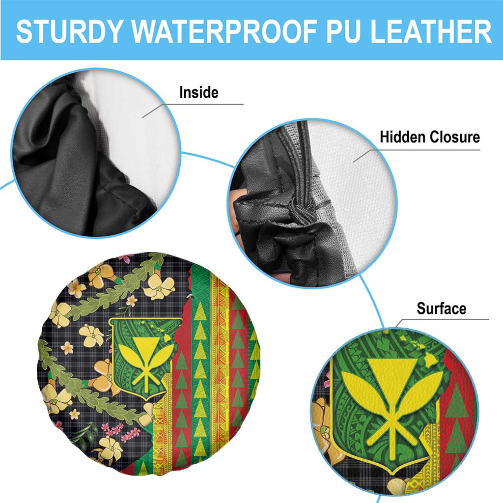 Hawaiian Tropical Plants Lei Spare Tire Cover Kanaka Maoli Tribal with Palaka Motifs LT03 - Polynesian Pride