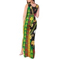 Hawaiian Tropical Plants Lei Tank Maxi Dress Kanaka Maoli Tribal with Palaka Motifs LT03 - Polynesian Pride