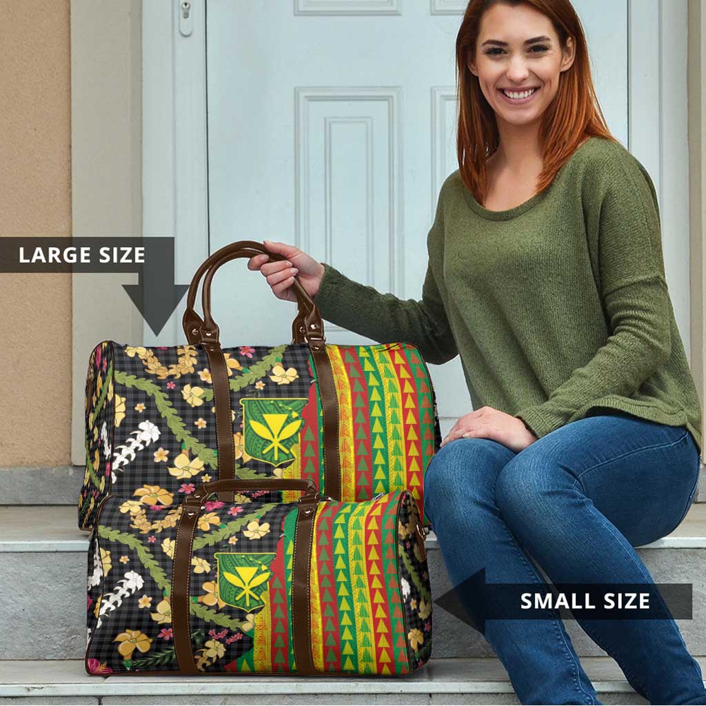 Hawaiian Tropical Plants Lei Travel Bag Kanaka Maoli Tribal with Palaka Motifs - Polynesian Pride