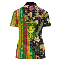 Hawaiian Tropical Plants Lei Women Polo Shirt Kanaka Maoli Tribal with Palaka Motifs LT03 - Polynesian Pride