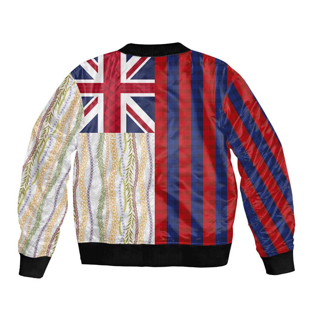 Hawaiian Tropical Plants Lei Bomber Jacket National Flag Style - Polynesian Pride