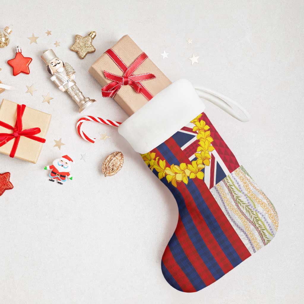 Hawaiian Tropical Plants Lei Christmas Stocking National Flag Style - Polynesian Pride