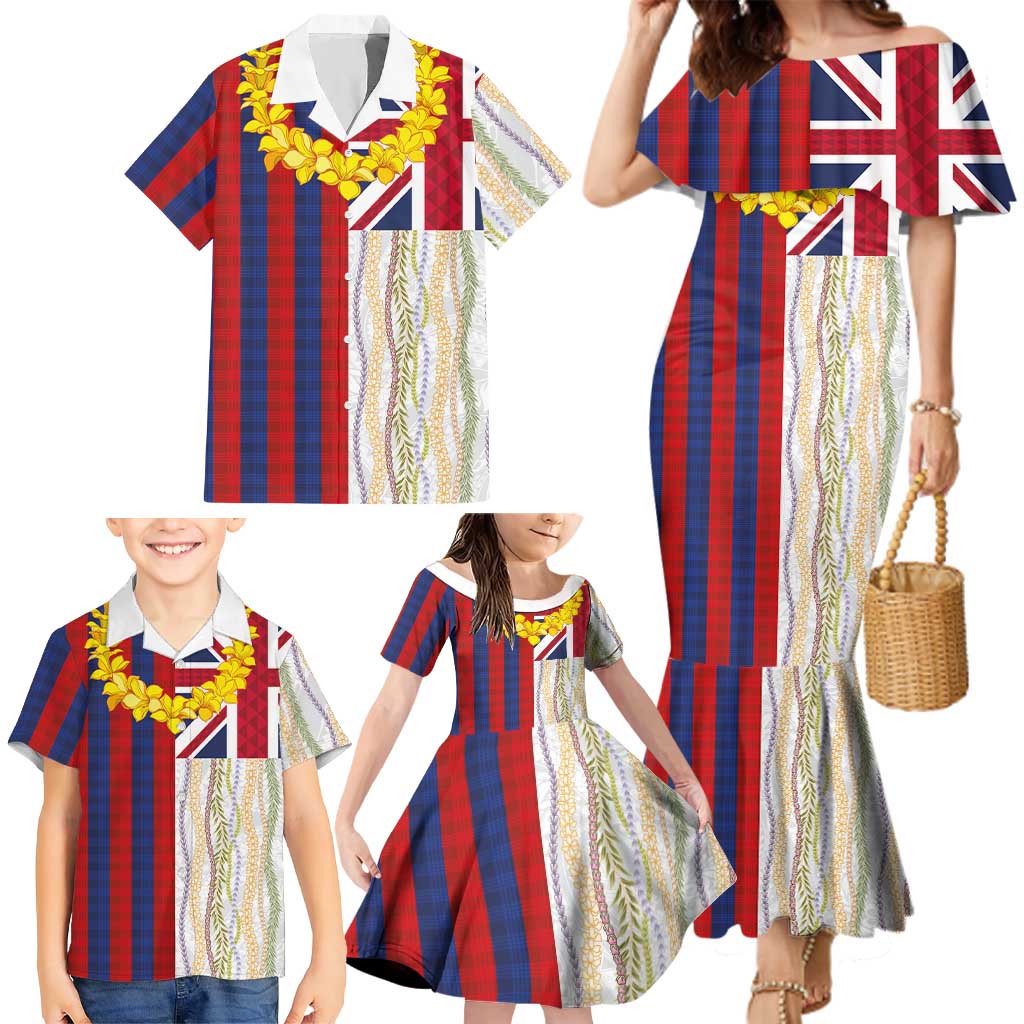 Hawaiian Tropical Plants Lei Family Matching Mermaid Dress and Hawaiian Shirt National Flag Style LT03 - Polynesian Pride