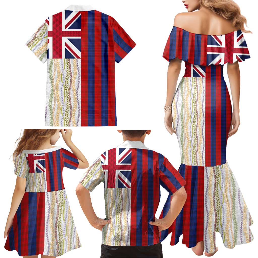 Hawaiian Tropical Plants Lei Family Matching Mermaid Dress and Hawaiian Shirt National Flag Style LT03 - Polynesian Pride